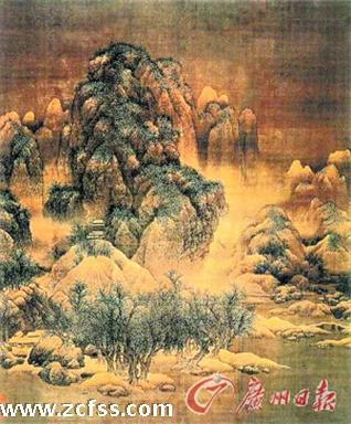 山水画风水：经典山水画主峰高耸客山奔趋